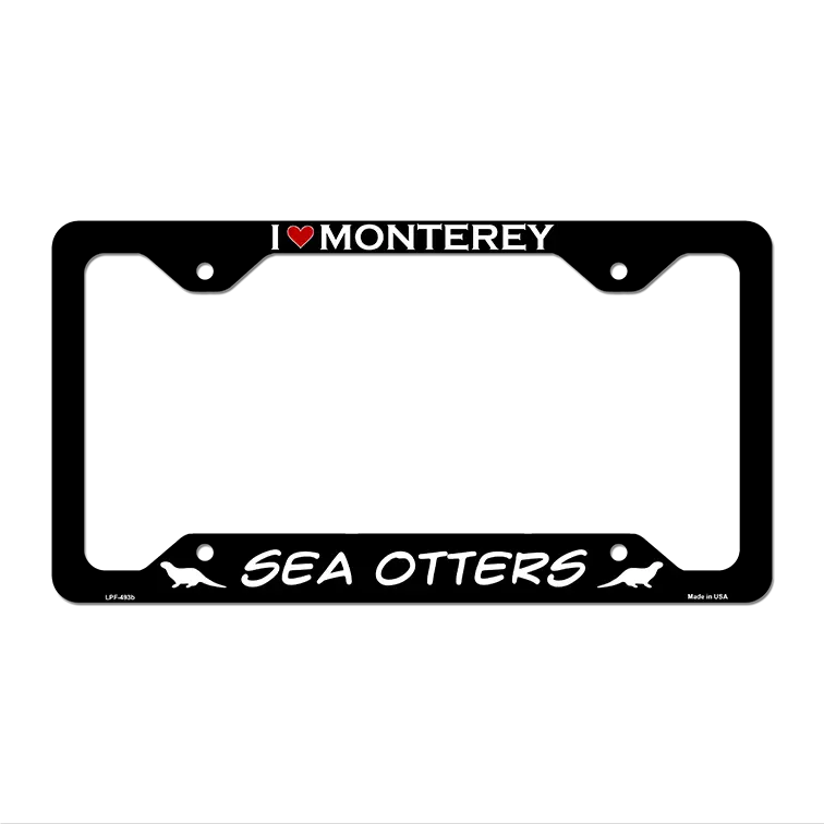 I Love Monterey Sea Otters Novelty Metal License Plate Frame LPF-493 12.25" x 6.5" Black Frame (LPF)