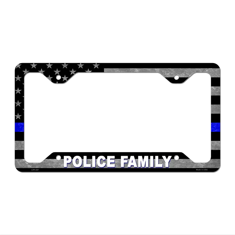 Police Family Novelty Metal License Plate Frame 12.25" x 6.5" Standard Frame (LPF)