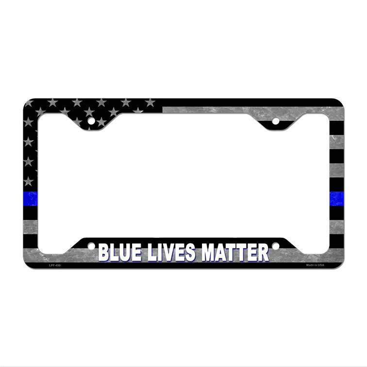 Blue Lives Matter Novelty Metal License Plate Frame 12.25" x 6.5" Standard Frame (LPF)