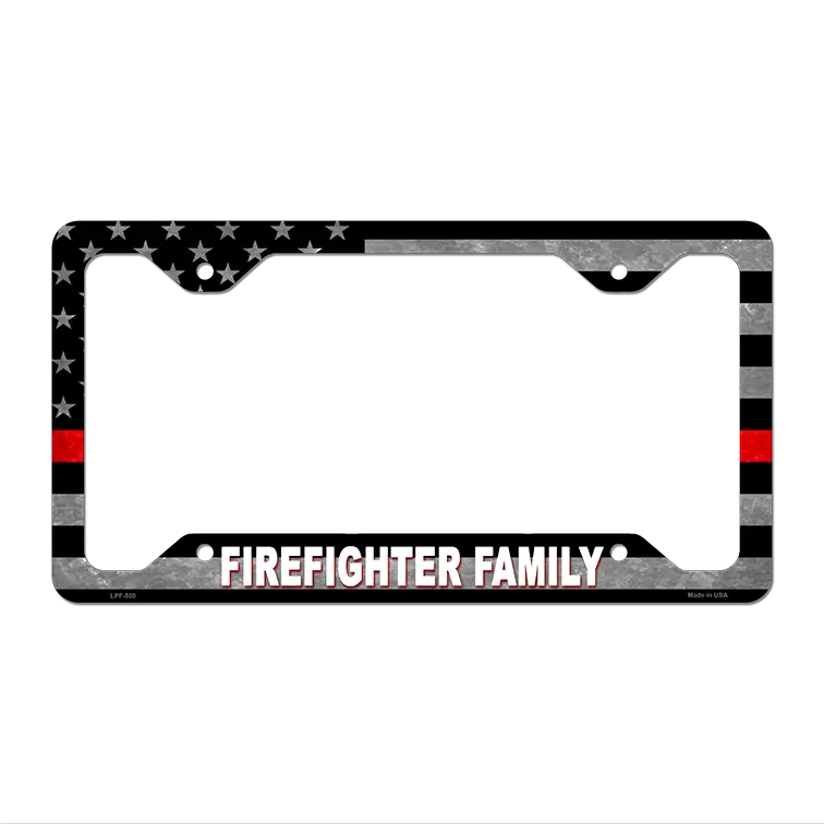 Fire Fighter Family Novelty Metal License Plate Frame 12.25" x 6.5" Standard Frame (LPF)