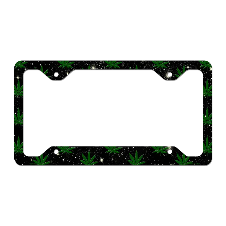 Weed Black Novelty Metal License Plate Frame 12.25" x 6.5" Standard Frame (LPF)