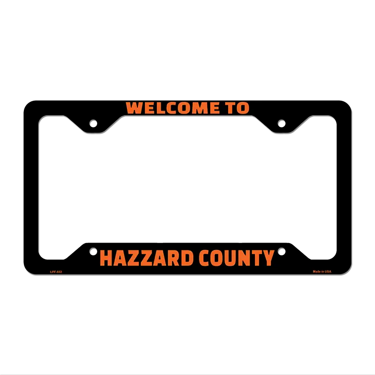 Welcome to Hazzard County Novelty Metal License Plate Frame 12.25" x 6.5" Standard Frame (LPF)