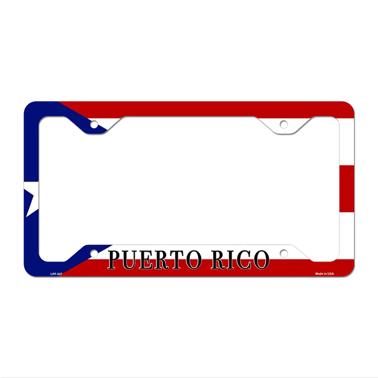 Puerto Rico Flag Novelty Metal License Plate Frame 12.25" x 6.5" Standard Frame (LPF)
