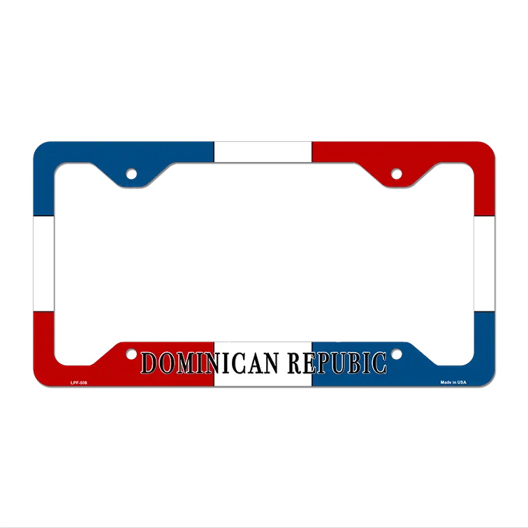 Dominican Republic Flag Novelty Metal License Plate Frame 12.25" x 6.5" Standard Frame (LPF)