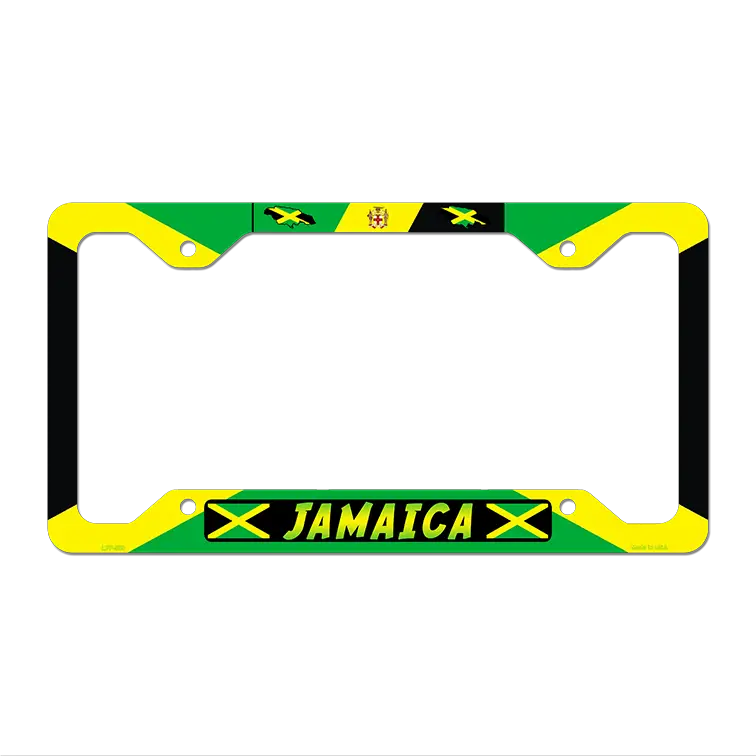 Jamaica Flag Novelty Metal License Plate Frame 12.25" x 6.5" Standard Frame (LPF)