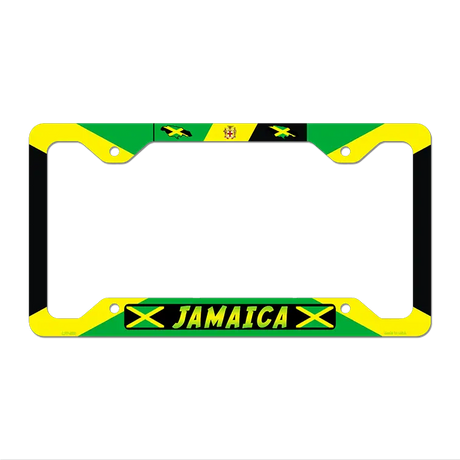 Jamaica Flag Novelty Metal License Plate Frame 12.25" x 6.5" Standard Frame (LPF)