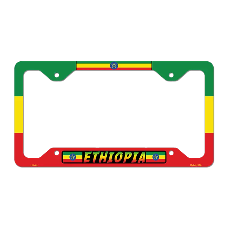 Ethiopia Flag Novelty Metal License Plate Frame 12.25" x 6.5" Standard Frame (LPF)