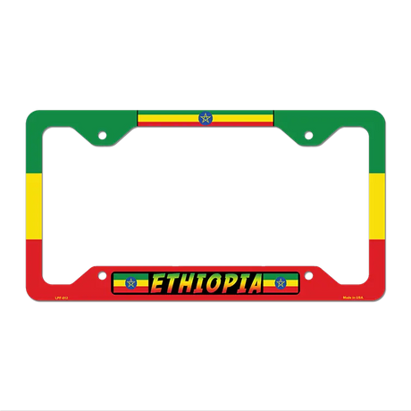 Ethiopia Flag Novelty Metal License Plate Frame 12.25" x 6.5" Standard Frame (LPF)