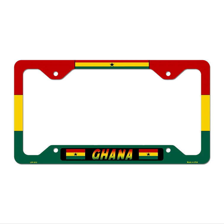 Ghana Flag Novelty Metal License Plate Frame 12.25" x 6.5" Standard Frame (LPF)