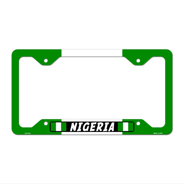 Nigeria Flag Novelty Metal License Plate Frame 12.25" x 6.5" Standard Frame (LPF)