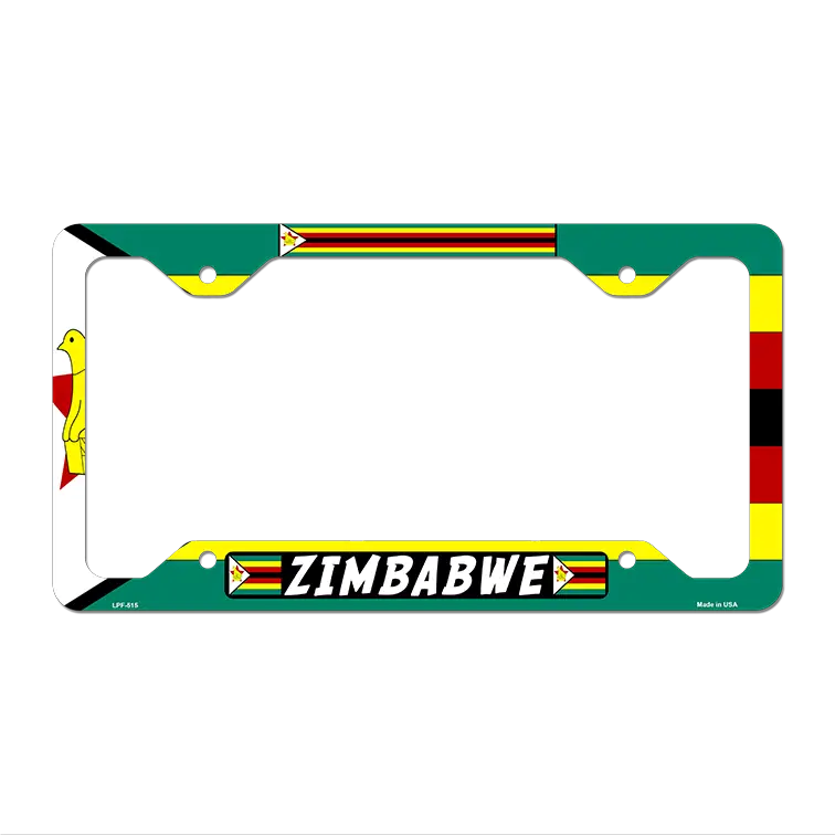 Zimbabwe Flag Novelty Metal License Plate Frame 12.25" x 6.5" Standard Frame (LPF)