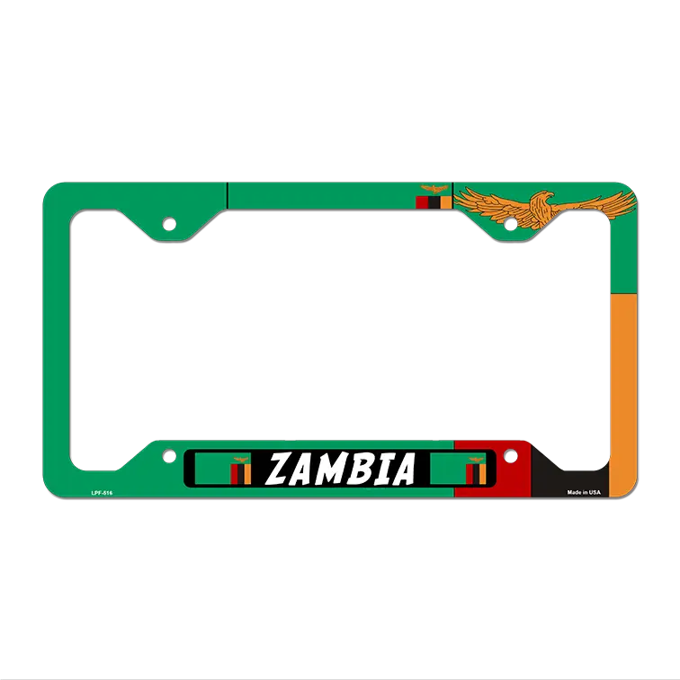 Zambia Flag Novelty Metal License Plate Frame 12.25" x 6.5" Standard Frame (LPF)