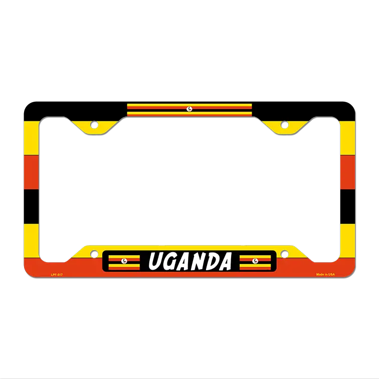 Uganda Flag Novelty Metal License Plate Frame 12.25" x 6.5" Standard Frame (LPF)
