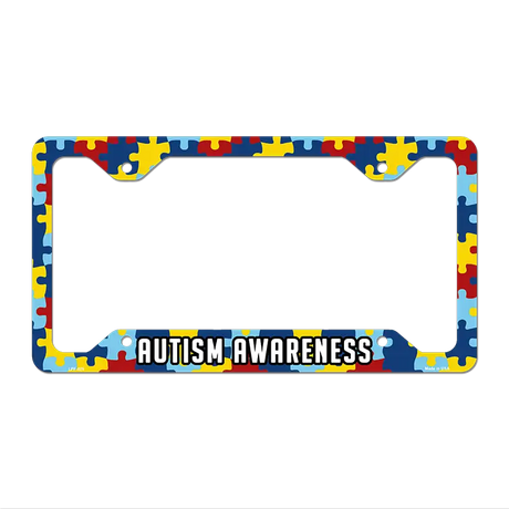 Autism Puzzle Novelty Metal License Plate Frame 12.25" x 6.5" Standard Frame (LPF)