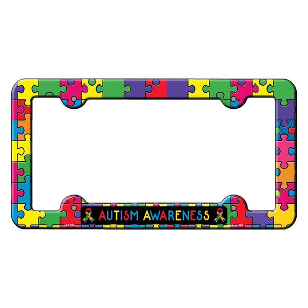 Autism Awareness Ribbons Novelty Metal License Plate Frame | Smart Blonde