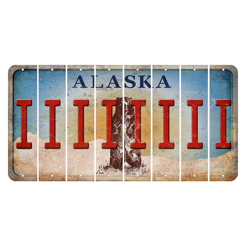Alaska Kodiak Bear Cut License Plate Strips (Set of 8) I
