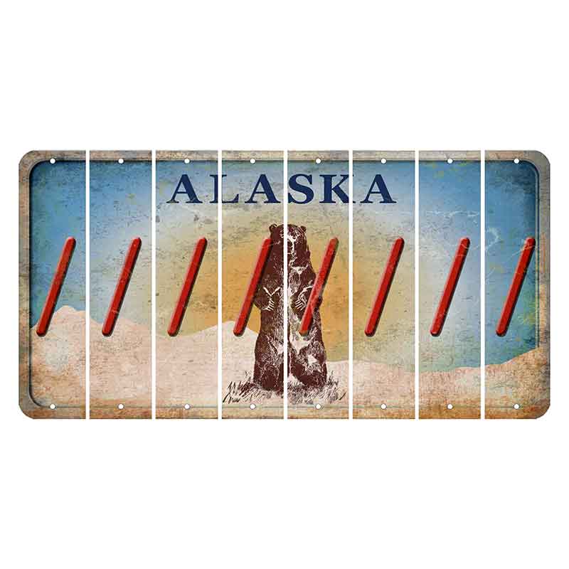 Alaska Kodiak Bear Cut License Plate Strips (Set of 8) Forward Slash
