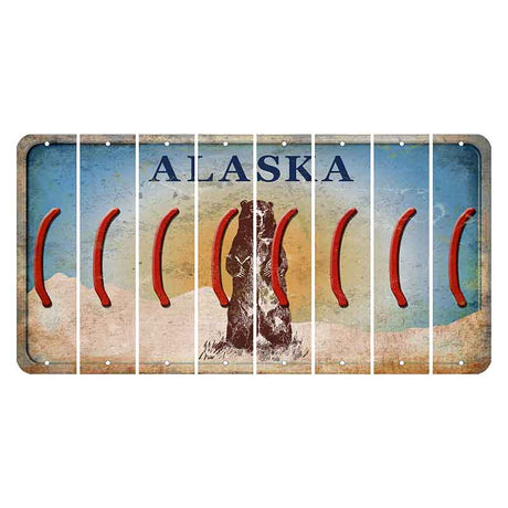 Alaska Kodiak Bear Cut License Plate Strips (Set of 8) Parenthesis - Left