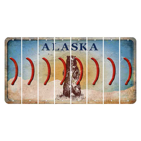 Alaska Kodiak Bear Cut License Plate Strips (Set of 8) Parenthesis - Right