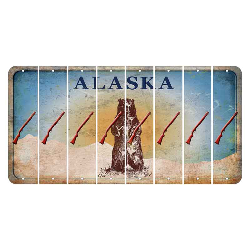Alaska Kodiak Bear Cut License Plate Strips (Set of 8) Shotgun