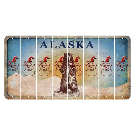 Alaska Kodiak Bear Cut License Plate Strips (Set of 8) Snowman
