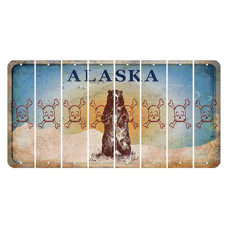 Alaska Kodiak Bear Cut License Plate Strips (Set of 8) Skull & Bones