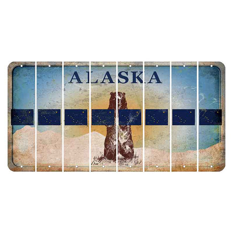 Alaska Kodiak Bear Cut License Plate Strips (Set of 8) State Flag