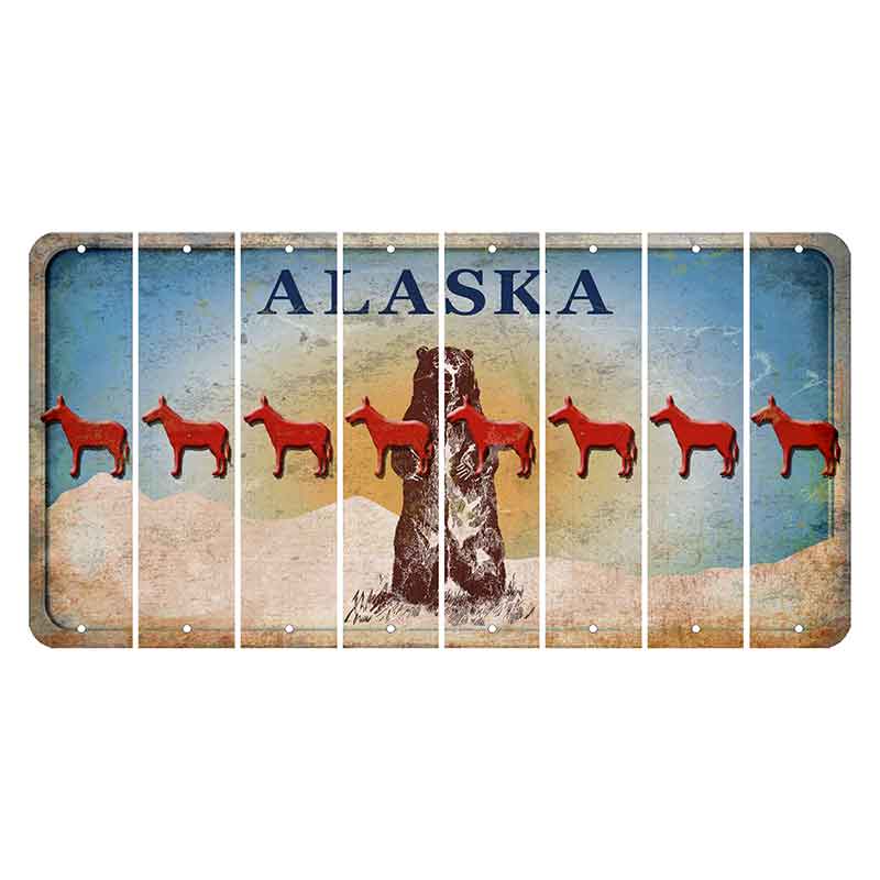 Alaska Kodiak Bear Cut License Plate Strips (Set of 8) Donkey
