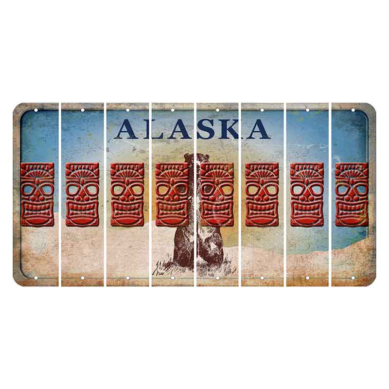 Alaska Kodiak Bear Cut License Plate Strips (Set of 8) Tiki