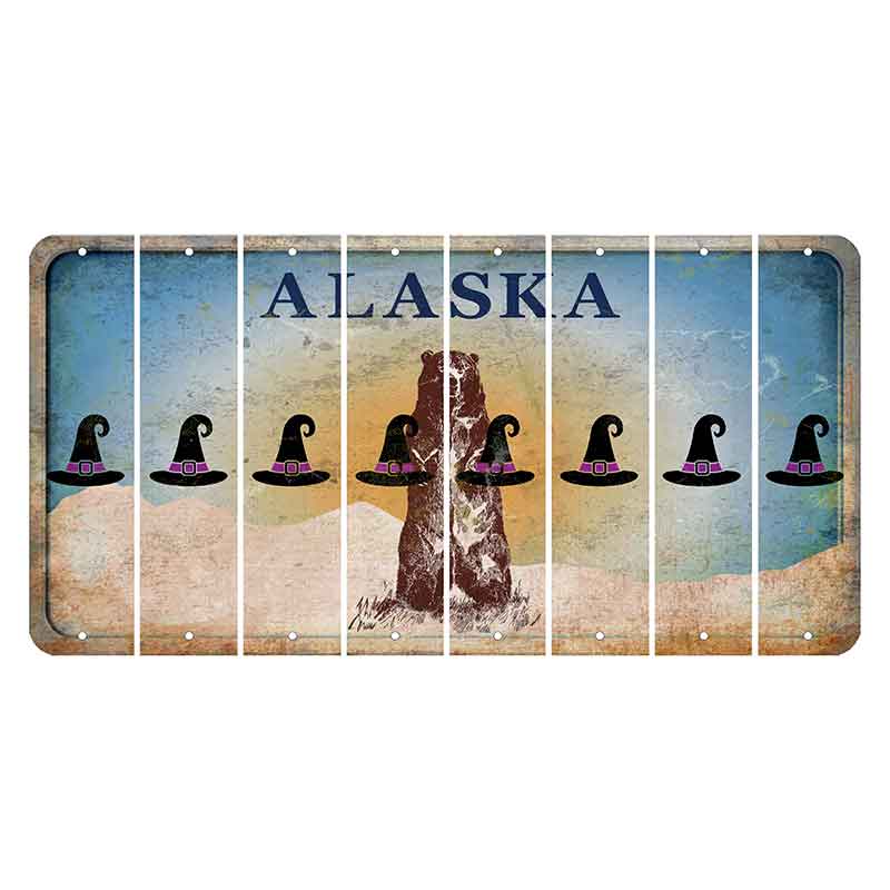 Alaska Kodiak Bear Cut License Plate Strips (Set of 8) Witches Hat