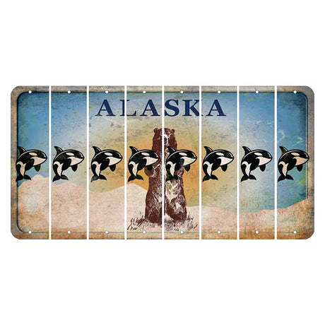 Alaska Kodiak Bear Cut License Plate Strips (Set of 8) Whale