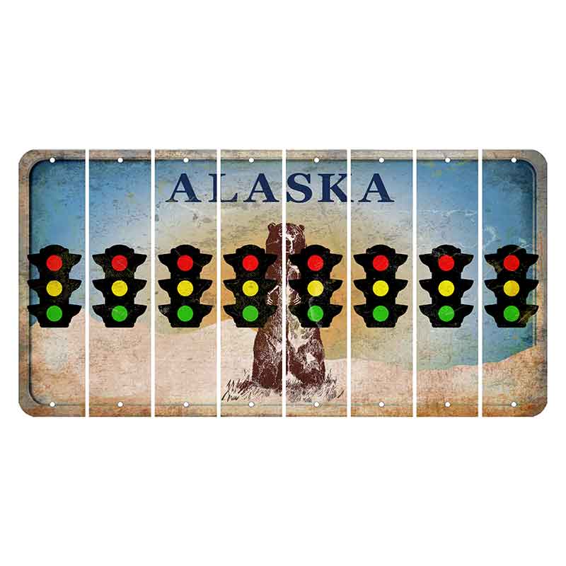 Alaska Kodiak Bear Cut License Plate Strips (Set of 8) Traffic Light
