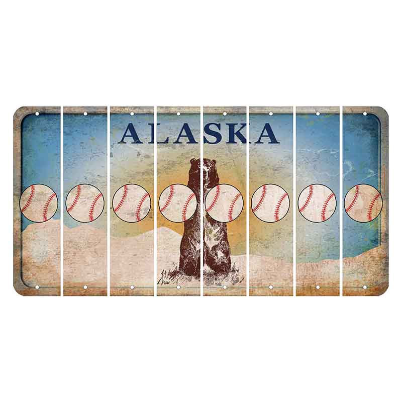 Alaska Kodiak Bear Cut License Plate Strips (Set of 8) Baseball