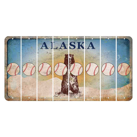 Alaska Kodiak Bear Cut License Plate Strips (Set of 8) Baseball