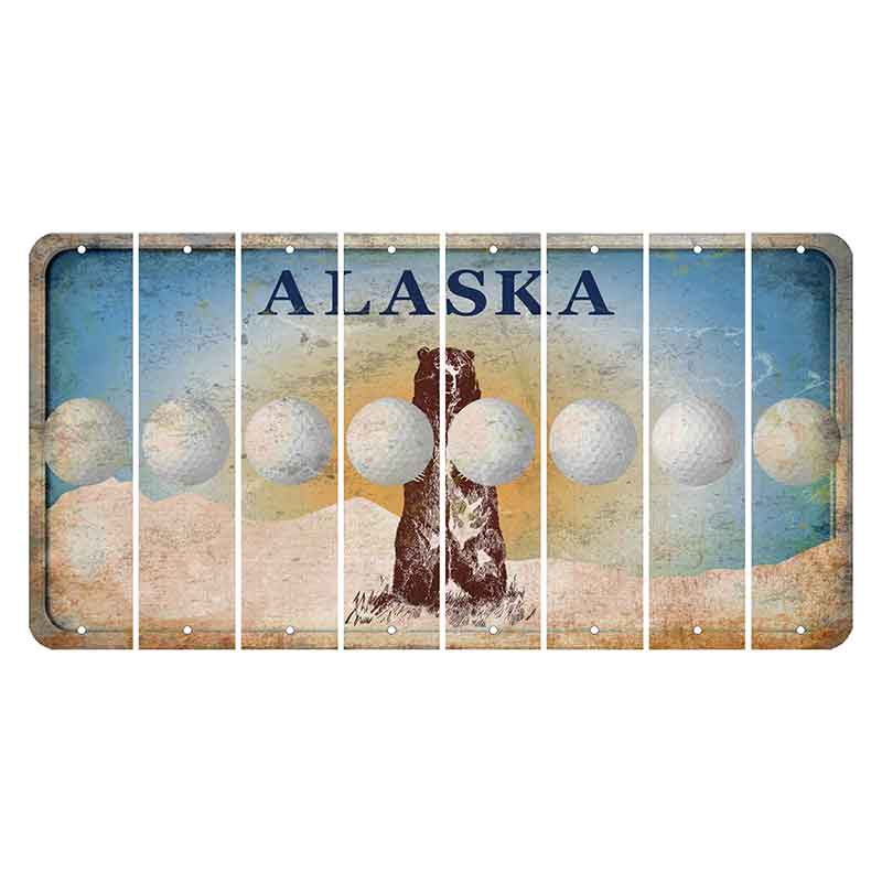 Alaska Kodiak Bear Cut License Plate Strips (Set of 8) Golfball