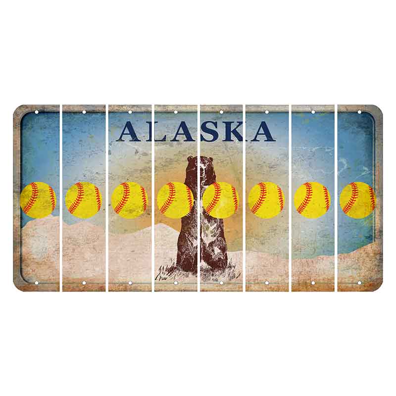 Alaska Kodiak Bear Cut License Plate Strips (Set of 8) Softball