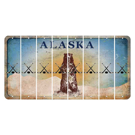 Alaska Kodiak Bear Cut License Plate Strips (Set of 8) Hockey