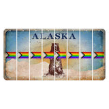 Alaska Kodiak Bear Cut License Plate Strips (Set of 8) LGBTQ Flag