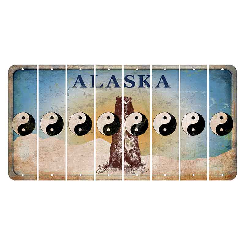 Alaska Kodiak Bear Cut License Plate Strips (Set of 8) Yin Yang