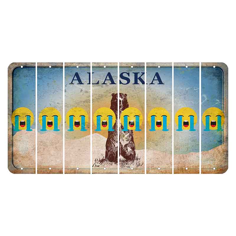 Alaska Kodiak Bear Cut License Plate Strips (Set of 8) Emoji - Crying