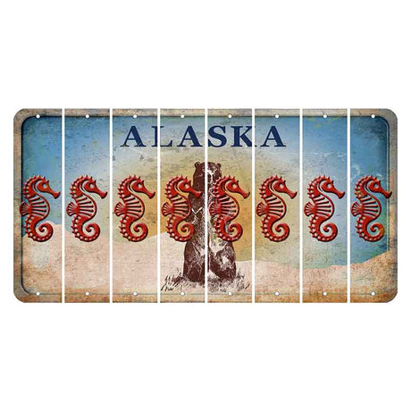 Alaska Kodiak Bear Cut License Plate Strips (Set of 8) Seahorse