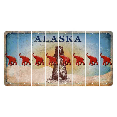 Alaska Kodiak Bear Cut License Plate Strips (Set of 8) Elephant