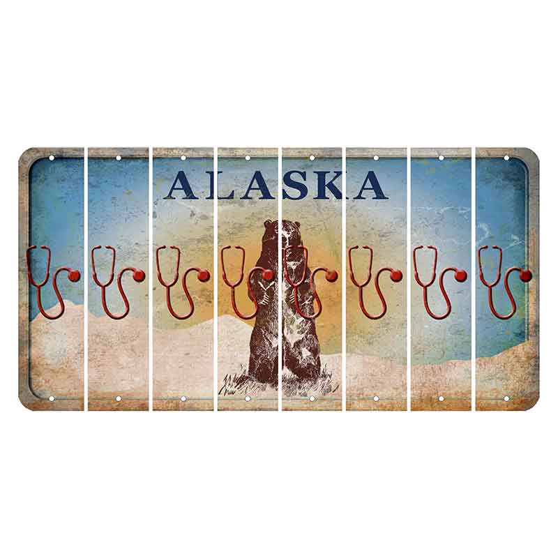 Alaska Kodiak Bear Cut License Plate Strips (Set of 8) Stethoscope