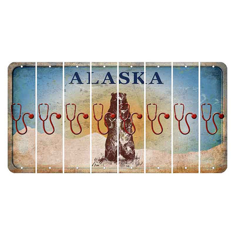 Alaska Kodiak Bear Cut License Plate Strips (Set of 8) Stethoscope