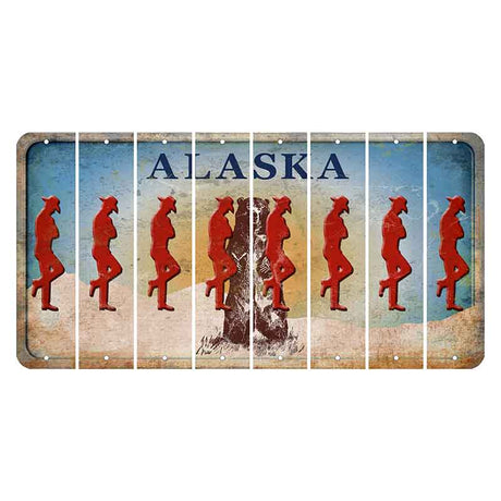 Alaska Kodiak Bear Cut License Plate Strips (Set of 8) Cowboy - Leaning