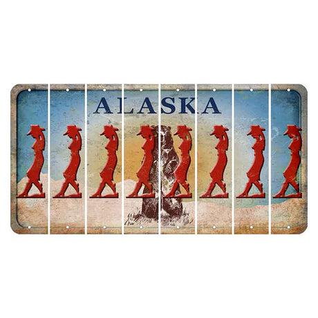 Alaska Kodiak Bear Cut License Plate Strips (Set of 8) Cowgirl - Leaning