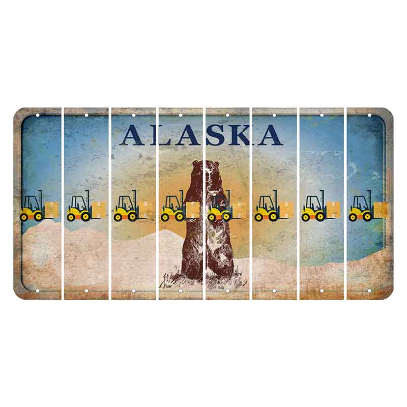 Alaska Kodiak Bear Cut License Plate Strips (Set of 8) Forklift