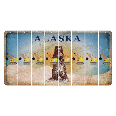 Alaska Kodiak Bear Cut License Plate Strips (Set of 8) Wrecking Ball Crane