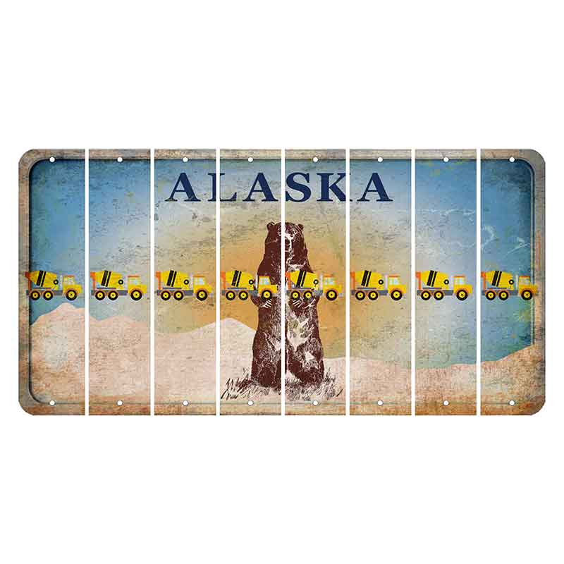 Alaska Kodiak Bear Cut License Plate Strips (Set of 8) Cement Truck