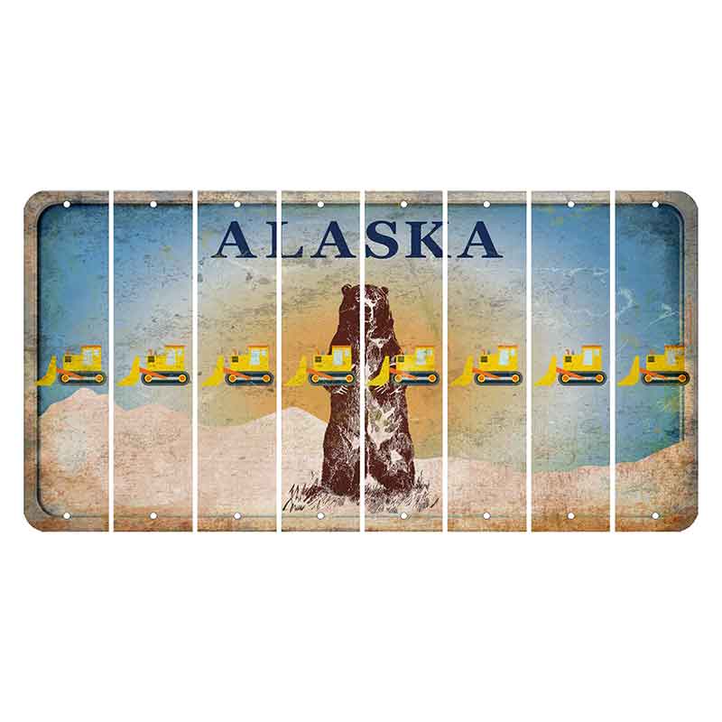 Alaska Kodiak Bear Cut License Plate Strips (Set of 8) Dozer